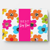 犬最高の母が花カラフル写真コラージュ フォトプラーク (正面)