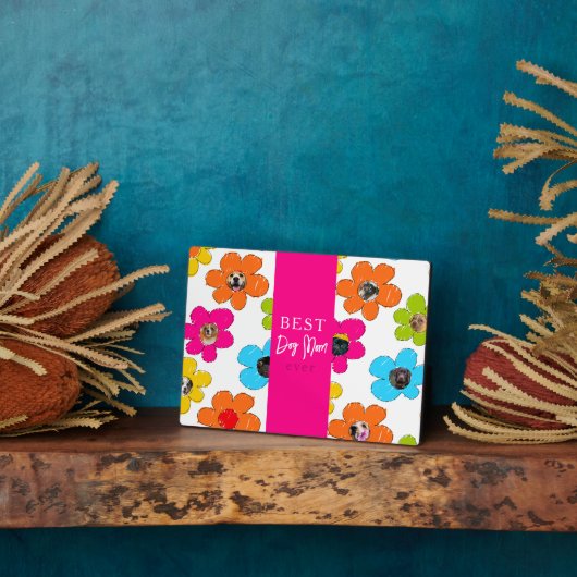 犬最高の母が花カラフル写真コラージュ フォトプラーク (側面)