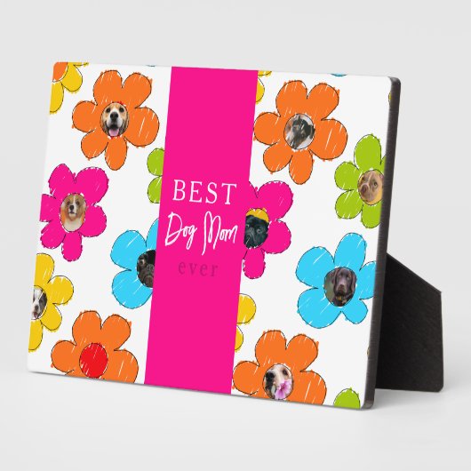 犬最高の母が花カラフル写真コラージュ フォトプラーク (側面)