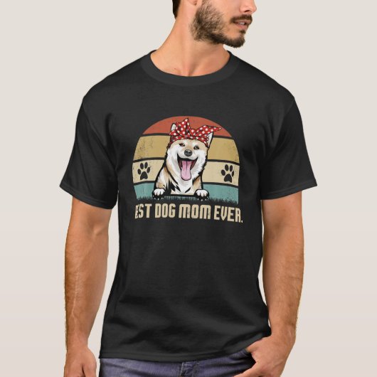 犬最高の母のヴィンテージ柴犬母の犬の恋人 Tシャツ (正面)