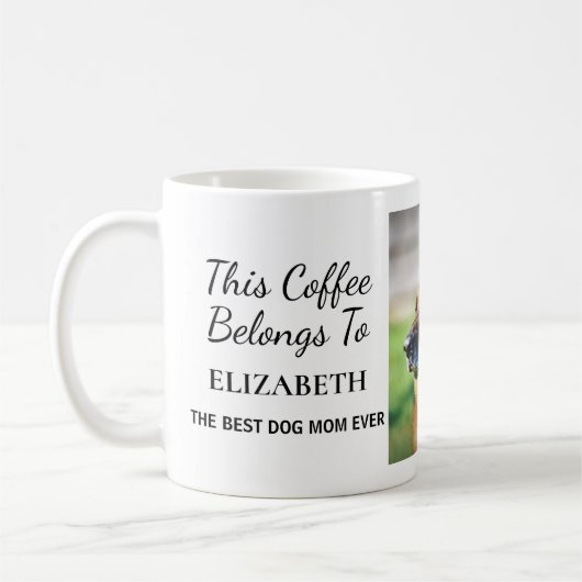 犬最高の母の写真パーソナライズされた コーヒーマグカップ (左)