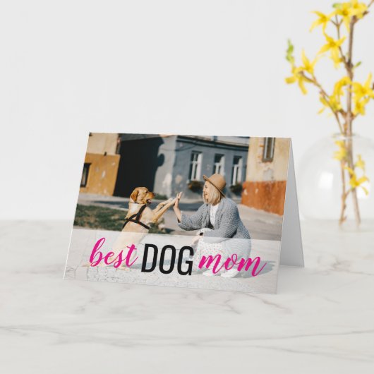 犬最高の母の日の写真 カード (黄色い花)