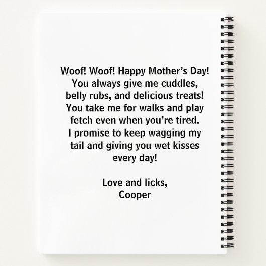 犬最高の母の日 ノートブック (裏面)