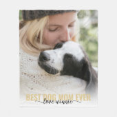 犬最高の母の習字の写真 フリースブランケット (正面)