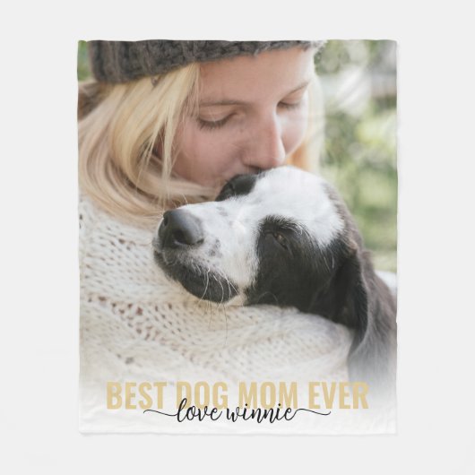 犬最高の母の習字の写真 フリースブランケット (正面)