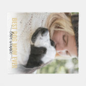 犬最高の母の習字の写真 フリースブランケット (正面(横))