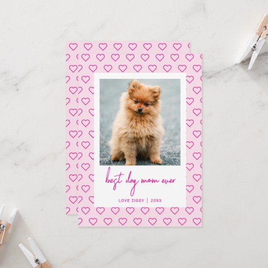 犬最高の母は今までにかわいいハート写真母の日 カード (正面/裏面インサイチュ)