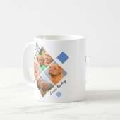 犬最高の母は常にカスタム写真コラージュと名前ブルー コーヒーマグカップ (正面左)