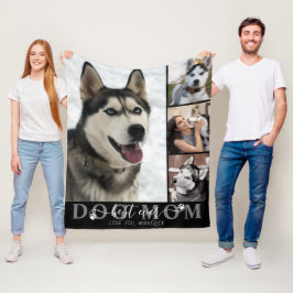 犬最高の母は常にスクリプトパプリント4フォトブラック フリースブランケット