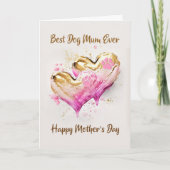 犬最高の母は常にピンクの金ゴールドハート母の日 シーズンカード (正面)