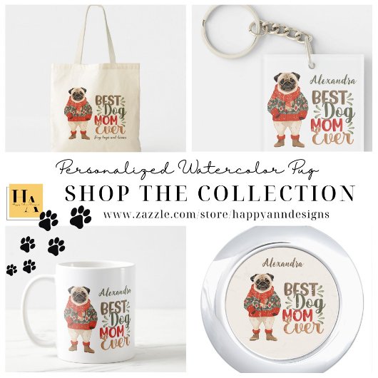 犬最高の母は常に水の色のパグあなたの名前を追加 コーヒーマグカップ
