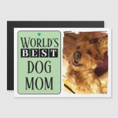 犬最高の母またはパパ写真の緑の磁気カード マグネット招待状 (正面/裏面)