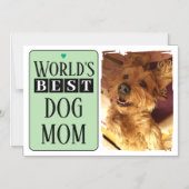 犬最高の母またはパパ写真の緑の磁気カード マグネット招待状 (正面)