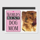 犬最高の母またはパパ写真ピンク磁気カード マグネット招待状 (正面/裏面)