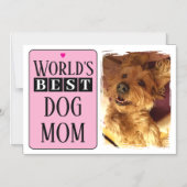 犬最高の母またはパパ写真ピンク磁気カード マグネット招待状 (正面)