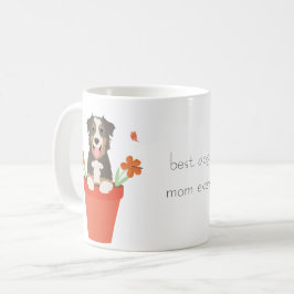 犬最高の母エバーオーストラリア羊飼い花ポット コーヒーマグカップ