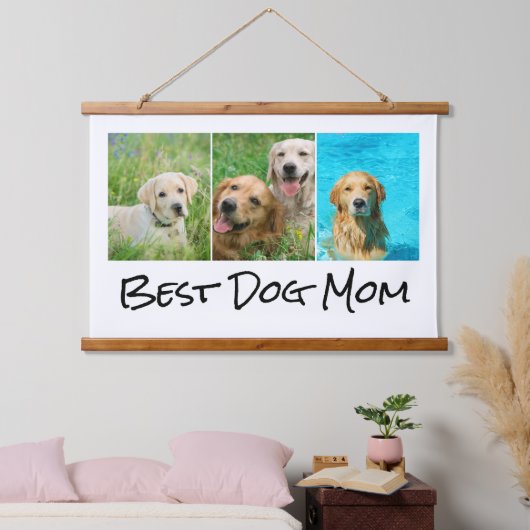 犬最高の母フォトコラージュのぶら下がったタペストリー 吊り下げ型タペストリー (寝室)