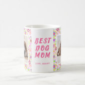 犬最高の母フラワーパターン写真 コーヒーマグカップ (中央)