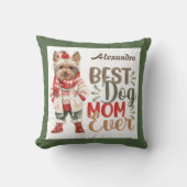 犬最高の母マエバーウォーター色ヨークシャーテリアグリーンカスタム クッション (正面)