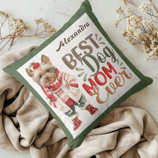 犬最高の母マエバーウォーター色ヨークシャーテリアグリーンカスタム クッション