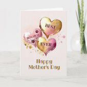 犬最高の母マリーピンク金ゴールドハート母の日 シーズンカード (正面)