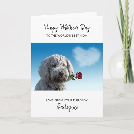 犬最高の母赤いパーソナライズされたバラ母の日 シーズンカード (正面)