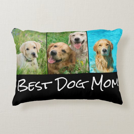 犬最高の母3写真コラージュ アクセントクッション (正面)