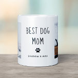 犬最高の母 |写真手書き文字 コーヒーマグカップ<br><div class="desc">この可愛いシンプルとのマグは最高の、トレンディーで「犬のママ」と言う、手書きの黒い文字と一致する前足のプリントと子犬の名前のスポット。彼女のペットの個人的な写真を二つお気に入りの見せる余地もある。</div>