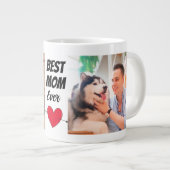 犬最高の母…犬の写真2枚&文字パーソナライズされた ジャンボコーヒーマグカップ (正面右)