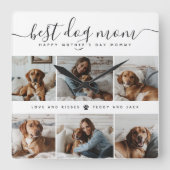 犬最高の母：犬パーソナライズされた写真母の日 スクエア壁時計 (正面)