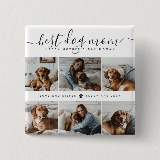 犬最高の母:犬パーソナライズされた写真母の日 缶バッジ (正面)