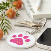 犬最高の母EVER PET NAME Pink Pet Pawおもしろい キーホルダー (正面右)
