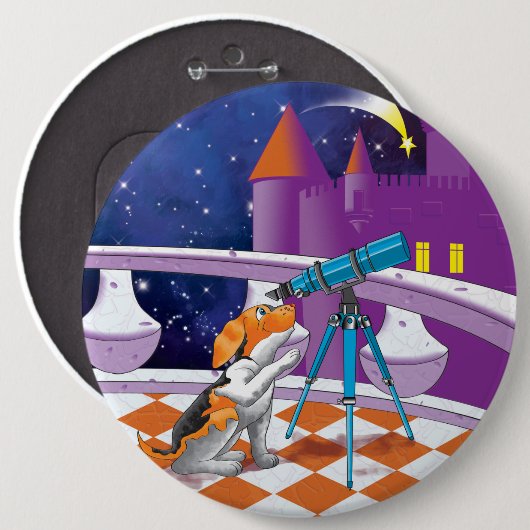 犬望遠鏡 缶バッジ (正面&裏面)