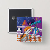 犬望遠鏡 缶バッジ (正面&裏面)