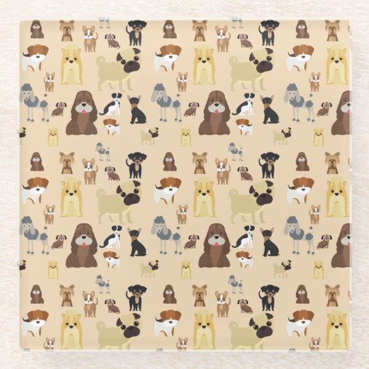 犬模様 ガラスコースター (正面)