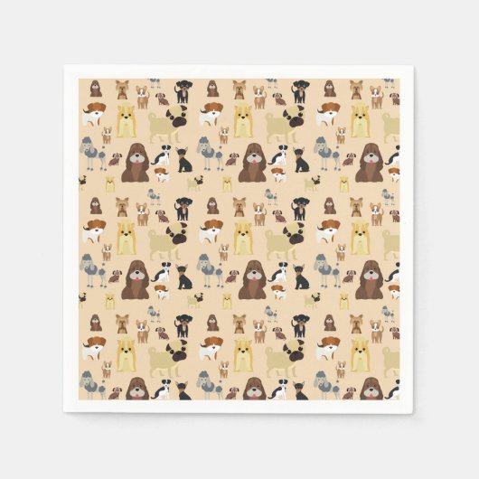 犬模様 スタンダードカクテルナプキン (正面)