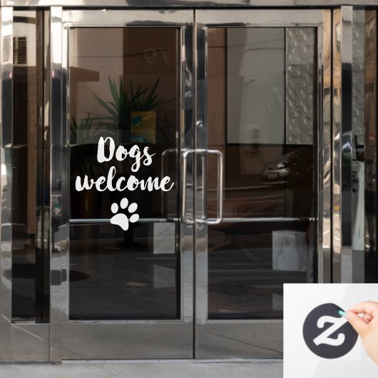 犬歓迎のショップ ウィンドウサイン (オフィスドア)