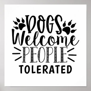 犬歓迎 人間許容 タイポグラフィー 犬のユーモア ポスター