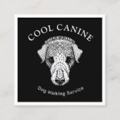 犬歩くウォーカークール白黒名刺 スクエア名刺 (正面)