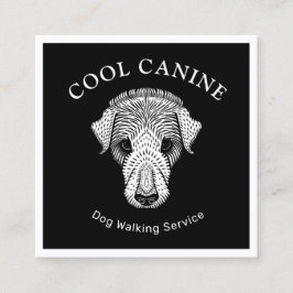 犬歩くウォーカークール白黒名刺 スクエア名刺