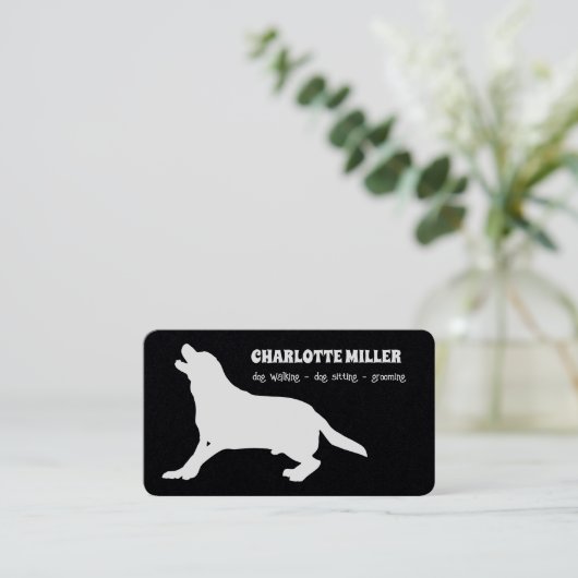 犬歩くグルーミングドッグシッター犬 名刺 (スタンド正面)