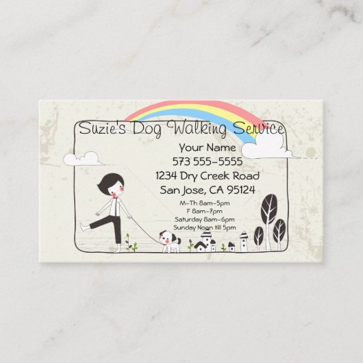 犬歩くサービス名刺 予約カード (正面)