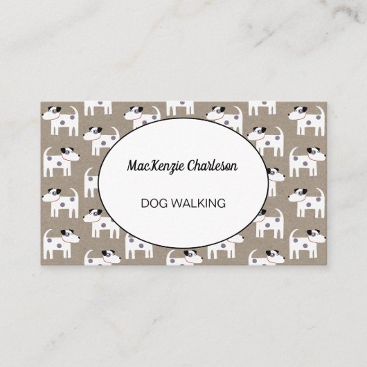 犬歩くジャックラッセルテリアブラウン紙 名刺 (正面)
