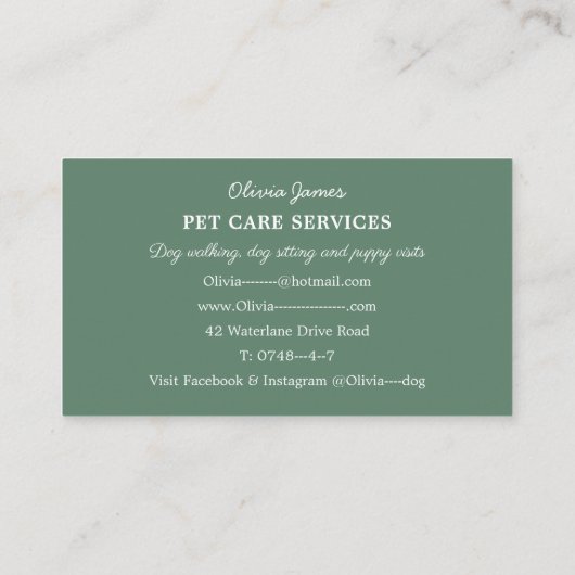 犬歩くペットケアビジネスカード 名刺 (裏面)