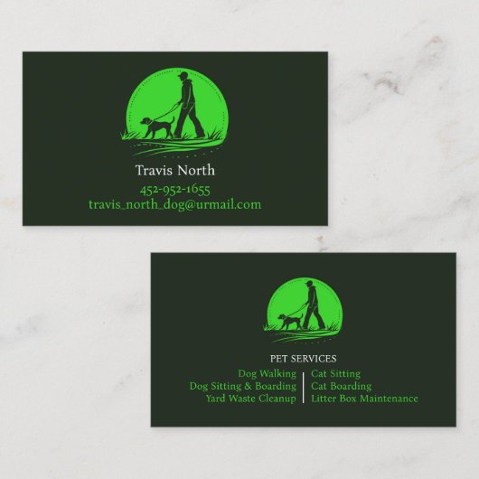 犬歩くペット着座名刺 名刺 (正面/裏面)