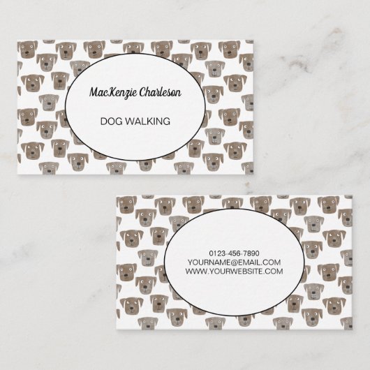 犬歩く水彩名刺 名刺 (正面/裏面)