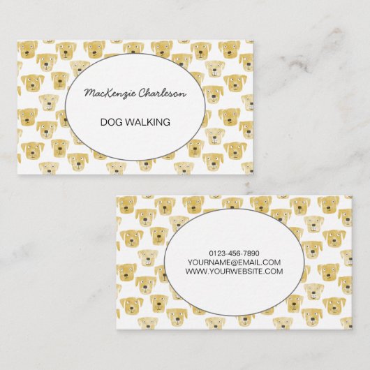 犬歩く水彩名刺 名刺 (正面/裏面)