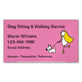 犬歩く犬座り磁気ビジネスカード マグネット名刺 (正面)