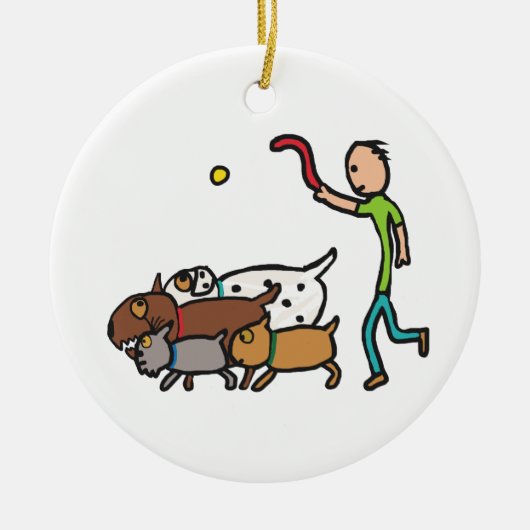 犬歩く セラミックオーナメント (正面)