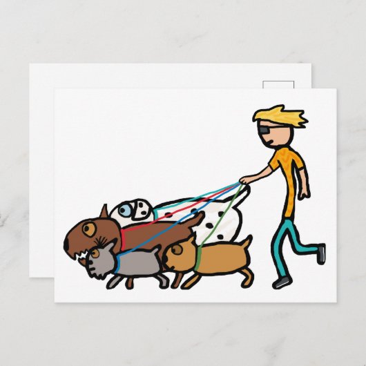 犬歩く ポストカード (正面/裏面)